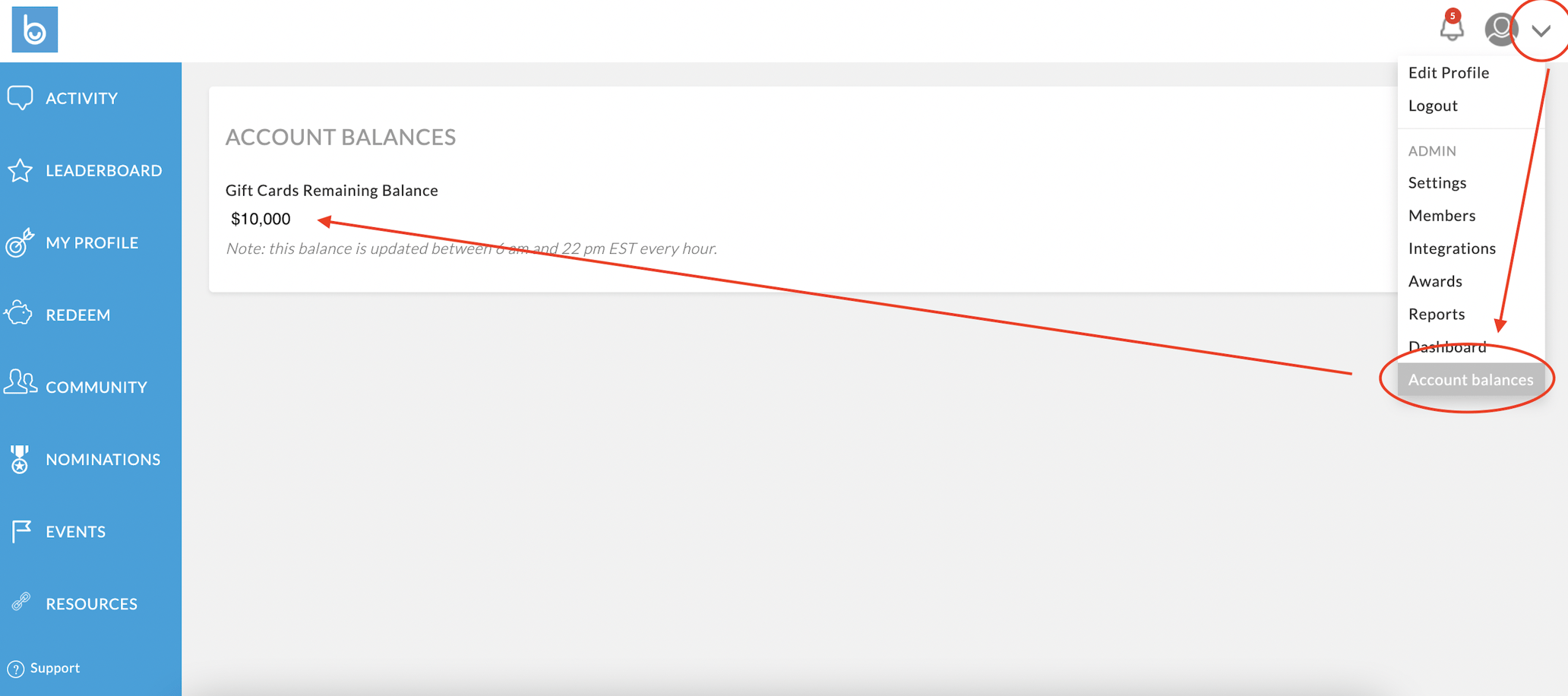 How do I check the Rewards Float account balance?